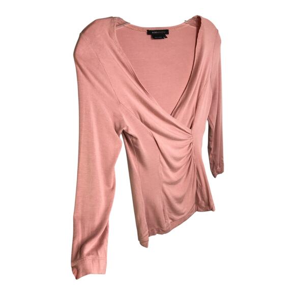 BCBG Maxazria Blouse Womens Size Small Pink Surplice Neckline Long Sleeve - Picture 4 of 6